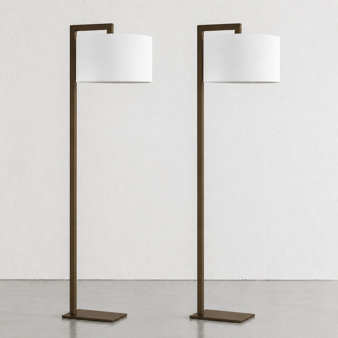 SANTANA FLOOR LAMP BUNDLE X2  |  175CM  |  DARK BRASS + WHITE LINEN