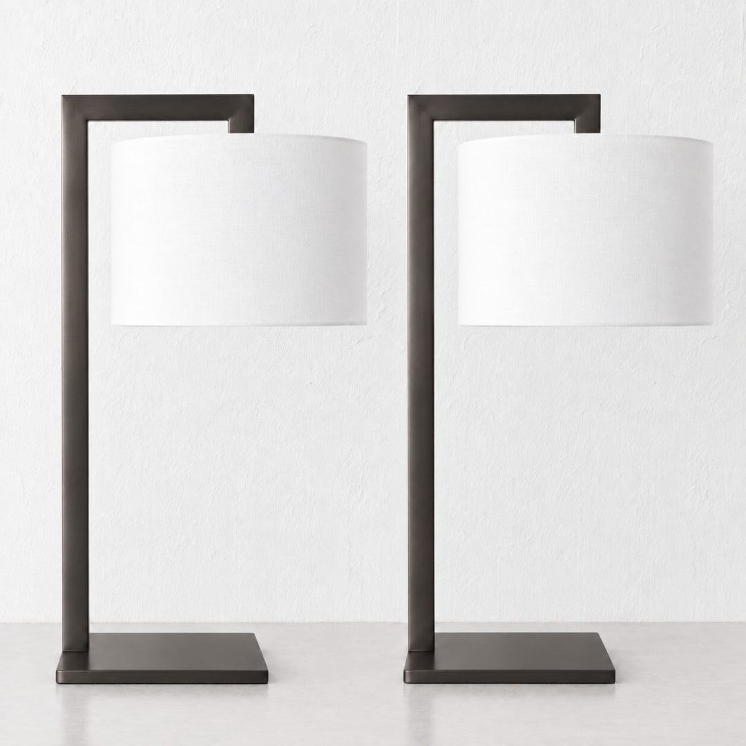 SANTANA TABLE LAMP BUNDLE X2  |  66CM  |  DARK BRASS + WHITE LINEN