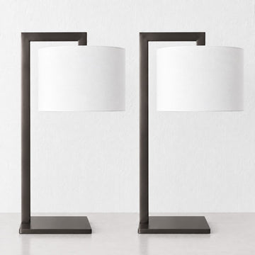 SANTANA TABLE LAMP BUNDLE X2  |  66CM  |  DARK BRASS + WHITE LINEN
