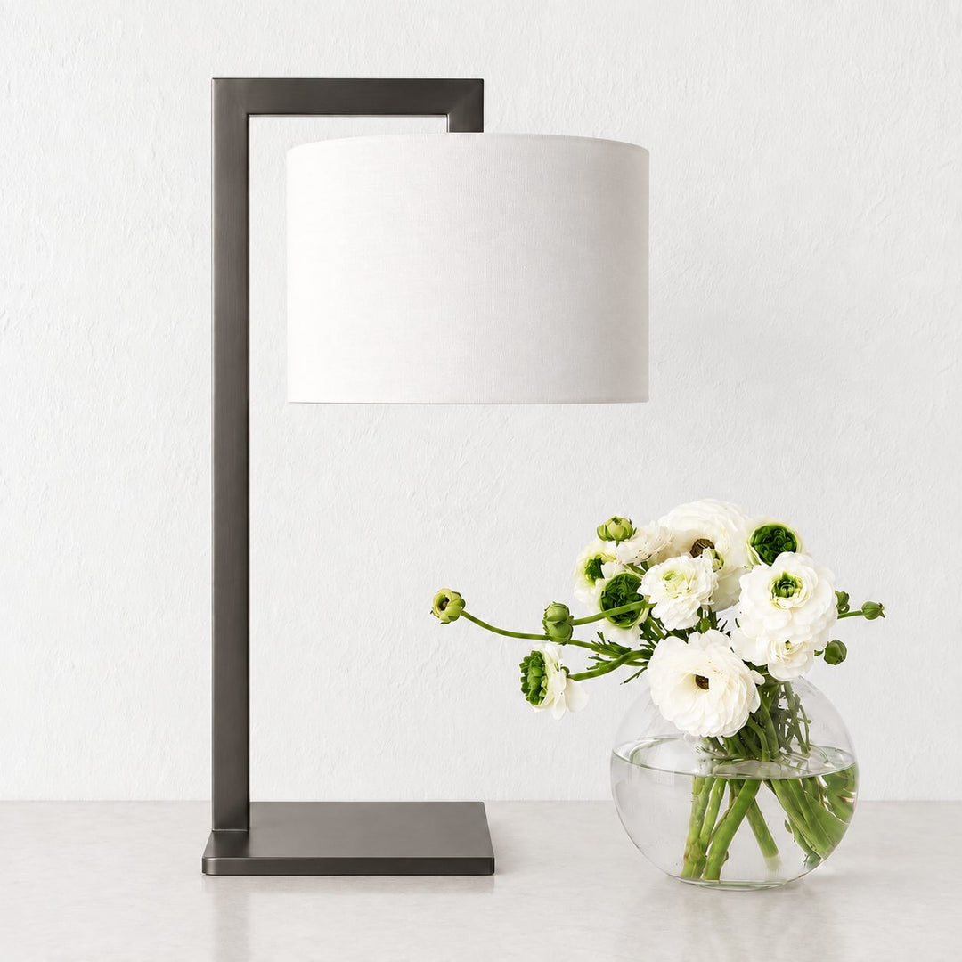 SANTANA TABLE LAMP  |  66CM  |  DARK BRASS + WHITE LINEN
