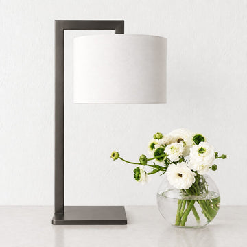 SANTANA TABLE LAMP  |  66CM  |  DARK BRASS + WHITE LINEN