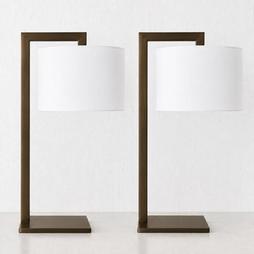 SANTANA TABLE LAMP BUNDLE X2  |  66CM  |  DARK BRASS + WHITE LINEN