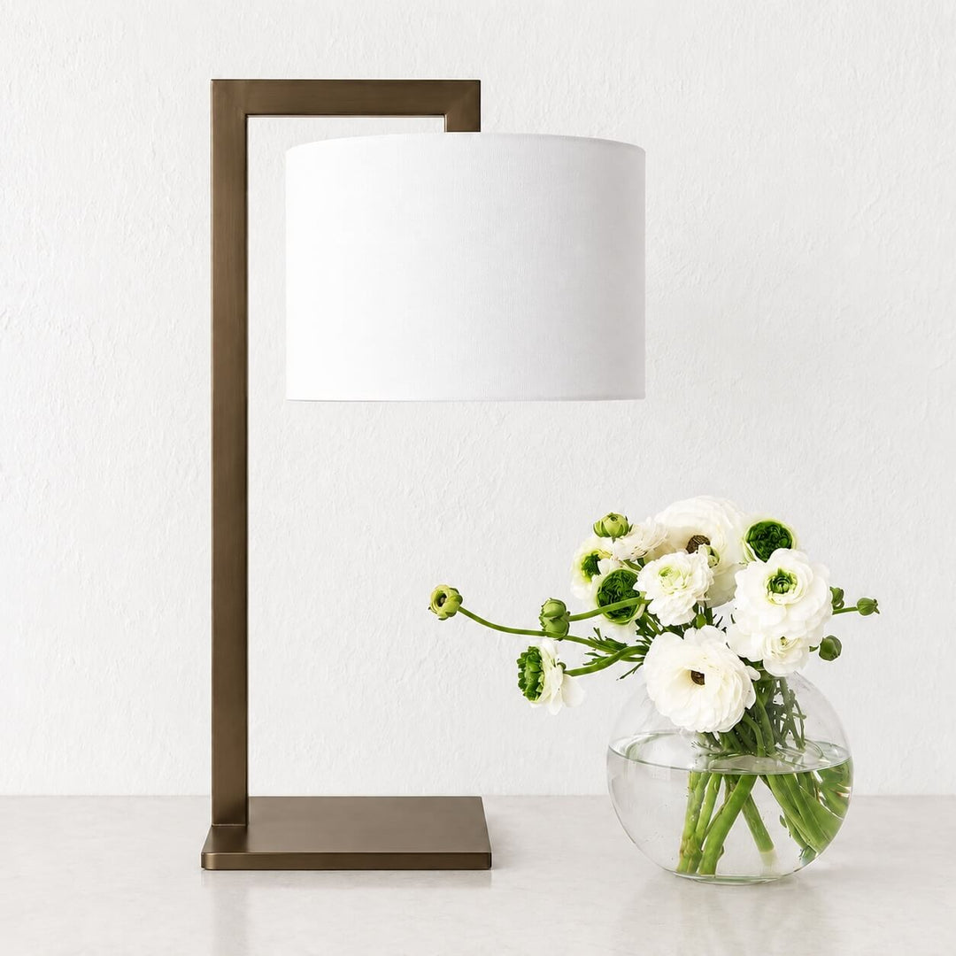 SANTANA TABLE LAMP  |  66CM  |  DARK BRASS + WHITE LINEN