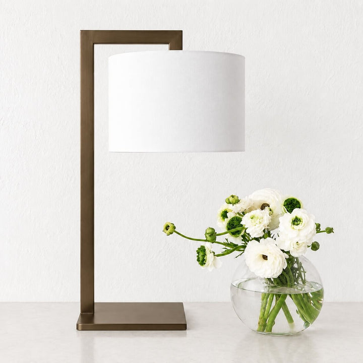SANTANA TABLE LAMP  |  66CM  |  DARK BRASS + WHITE LINEN