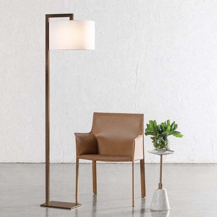 SANTANA FLOOR LAMP  |  175CM  | DARK BRASS + WHITE LINEN