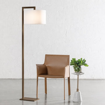 SANTANA FLOOR LAMP  |  175CM  | DARK BRASS + WHITE LINEN