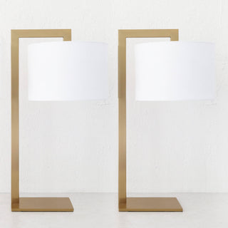 SANTANA TABLE LAMP BUNDLE X2  |  56CM  |  ANTIQUE BRASS + WHITE LINEN