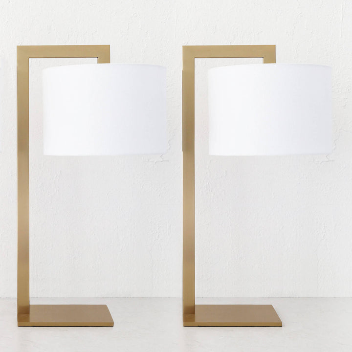 SANTANA TABLE LAMP BUNDLE X2  |  56CM  |  ANTIQUE BRASS + WHITE LINEN