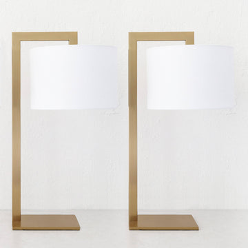 SANTANA TABLE LAMP BUNDLE X2  |  56CM  |  ANTIQUE BRASS + WHITE LINEN
