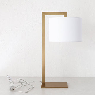 SANTANA TABLE LAMP  |  56CM  |  ANTIQUE BRASS + WHITE LINEN
