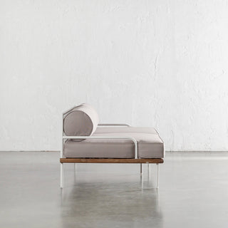 SAN ANDREAS 3 SEATER SOFA SIDE VIEW  |  BALSA STONE + TEAK