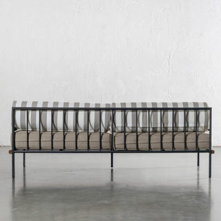 SAN ANDREAS 3 SEATER SOFA  |  BALSA STONE + WHITE SEASIDE STRIPE