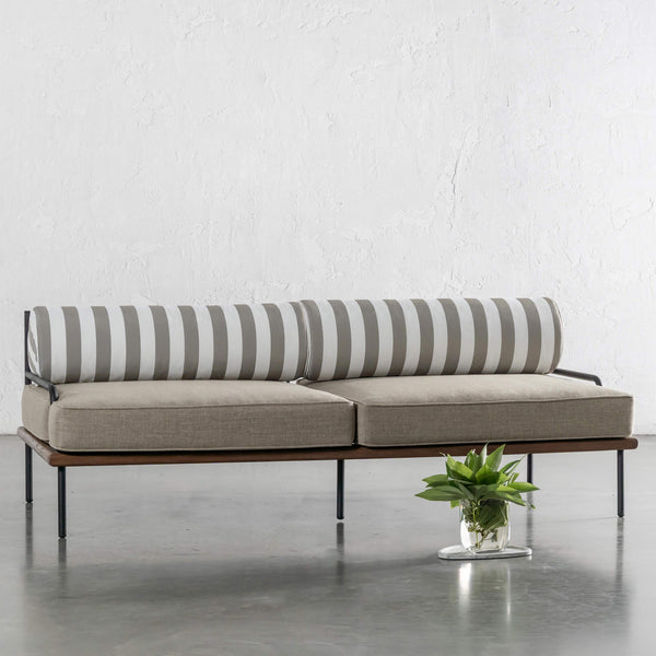 SAN ANDREAS 3 SEATER SOFA  |  BALSA STONE + WHITE SEASIDE STRIPE