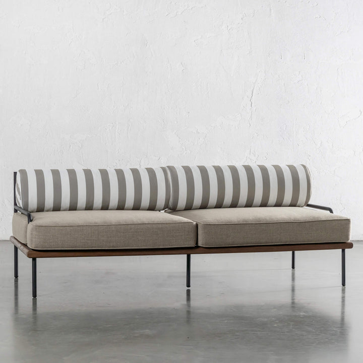 SAN ANDREAS 3 SEATER SOFA  |  BALSA STONE + WHITE SEASIDE STRIPE