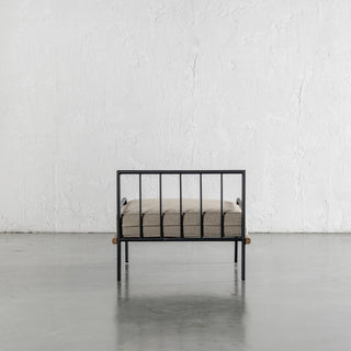 SAN ANDREAS OUTDOOR ARMCHAIR  |  BALSA STONE + WHITE SEASIDE STRIPE