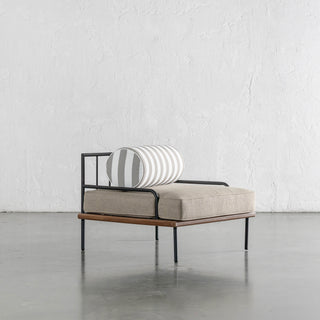 SAN ANDREAS OUTDOOR ARMCHAIR  |  BALSA STONE + WHITE SEASIDE STRIPE