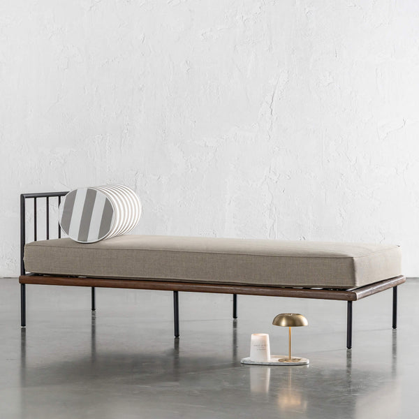 SAN ANDREAS OUTDOOR DAYBED  |  BALSA STONE + WHITE SEASIDE STRIPE