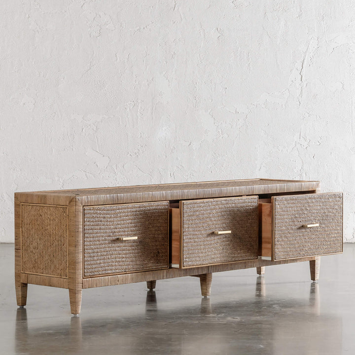 SAN AUGUSTINE RATTAN HERRING WEAVE  |  ENTERTAINMENT UNIT  |  NATURAL RATTAN
