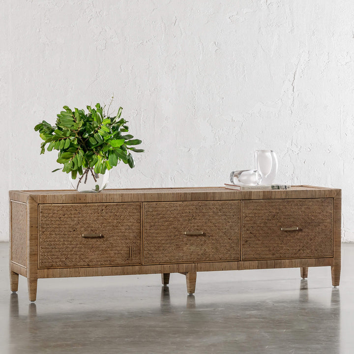 SAN AUGUSTINE RATTAN HERRING WEAVE  |  ENTERTAINMENT UNIT  |  NATURAL RATTAN