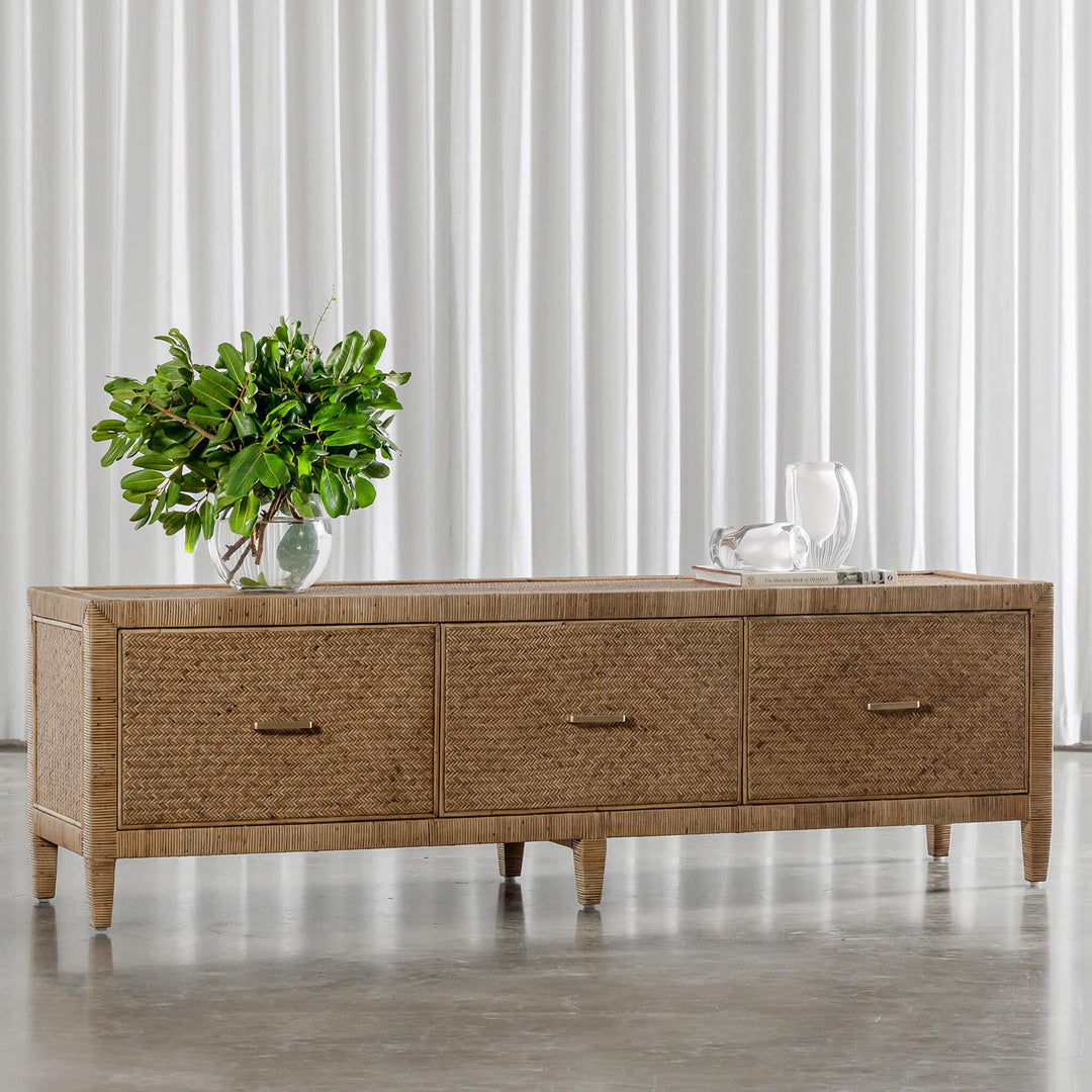 SAN AUGUSTINE RATTAN HERRING WEAVE  |  ENTERTAINMENT UNIT  |  NATURAL RATTAN