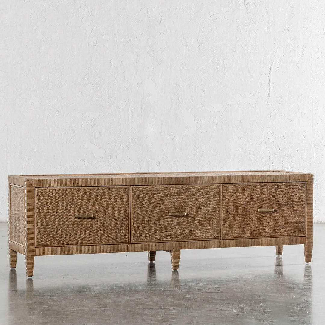 SAN AUGUSTINE RATTAN HERRING WEAVE  |  ENTERTAINMENT UNIT  |  NATURAL RATTAN