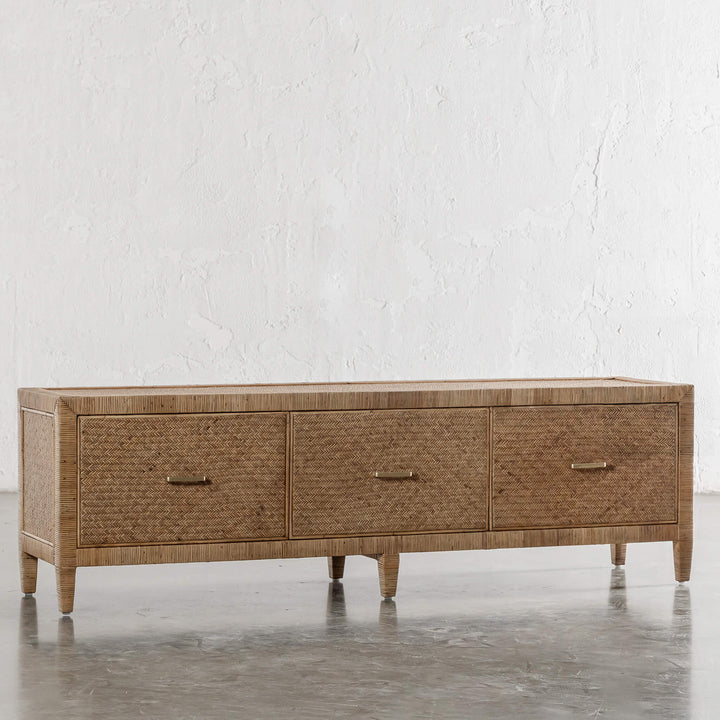 SAN AUGUSTINE RATTAN HERRING WEAVE  |  ENTERTAINMENT UNIT  |  NATURAL RATTAN