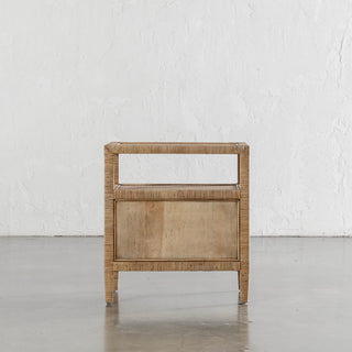 SAN AUGUSTINE RATTAN HERRING WEAVE  |  NIGHTSTAND DOUBLE DRAWER  |  NATURAL RATTAN