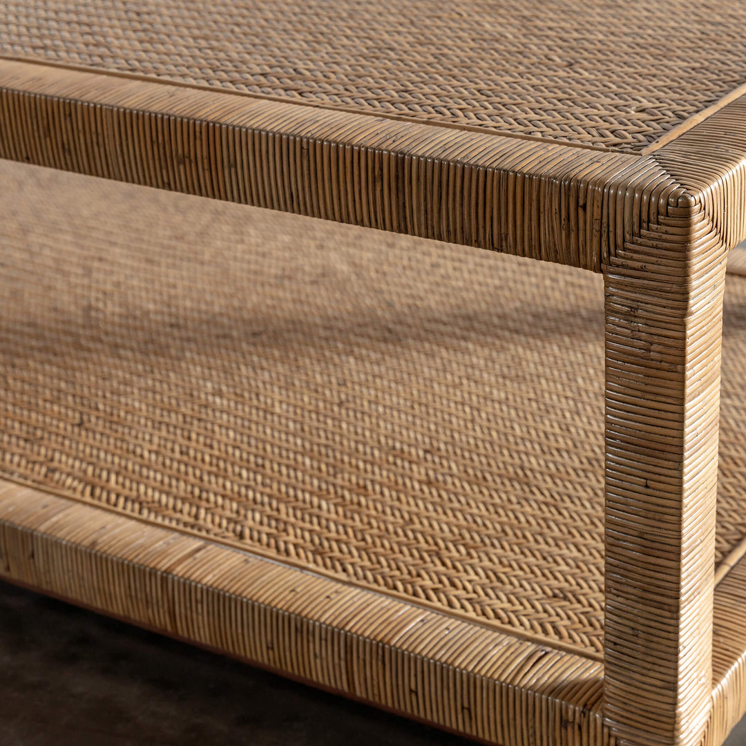 SAN AUGUSTINE RATTAN HERRING WEAVE  |  RECTANGLE COFFEE TABLE  |  NATURAL RATTAN