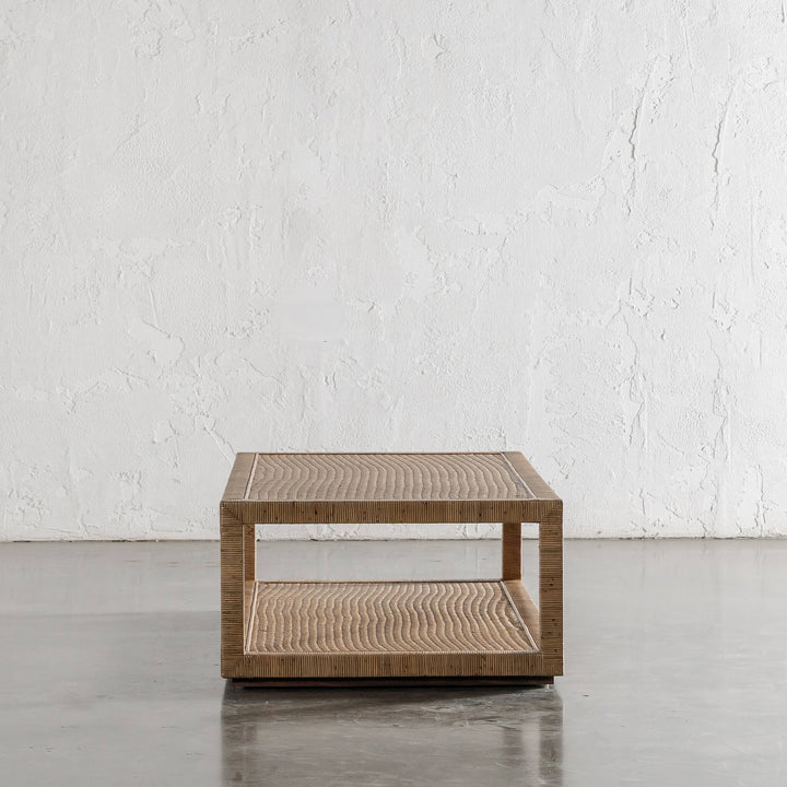 SAN AUGUSTINE RATTAN HERRING WEAVE  |  RECTANGLE COFFEE TABLE  |  NATURAL RATTAN