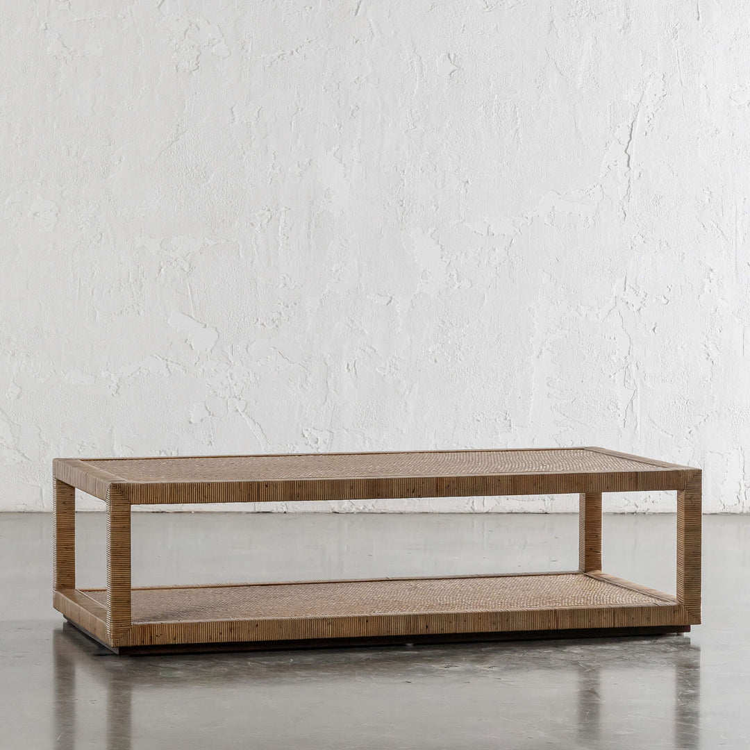 SAN AUGUSTINE RATTAN HERRING WEAVE  |  RECTANGLE COFFEE TABLE  |  NATURAL RATTAN