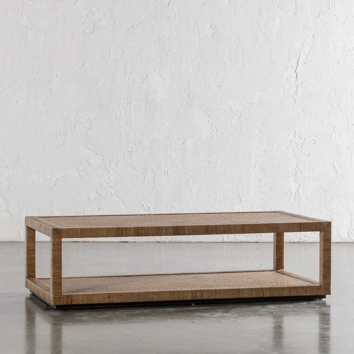 SAN AUGUSTINE RATTAN HERRING WEAVE  |  RECTANGLE COFFEE TABLE  |  NATURAL RATTAN