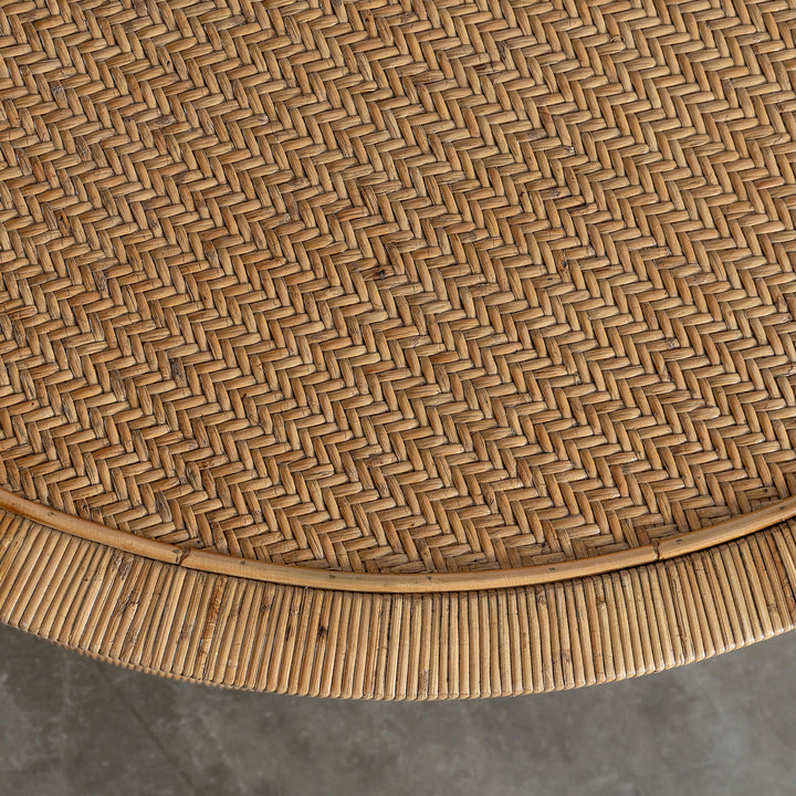 SAN AUGUSTINE RATTAN HERRING WEAVE  |  ROUND COFFEE TABLE  |  NATURAL RATTAN