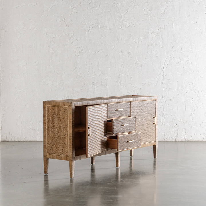 SAN AUGUSTINE RATTAN HERRING WEAVE  |  SIDEBOARD 180CM  |  NATURAL RATTAN