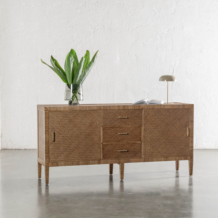 SAN AUGUSTINE RATTAN HERRING WEAVE  |  SIDEBOARD 180CM  |  NATURAL RATTAN