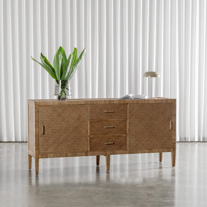 SAN AUGUSTINE RATTAN HERRING WEAVE  |  SIDEBOARD 180CM  |  NATURAL RATTAN