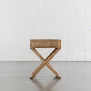 SAN AUGUSTINE RATTAN HERRING WEAVE  |  CROSS LEG BEDSIDE  |  NATURAL RATTAN