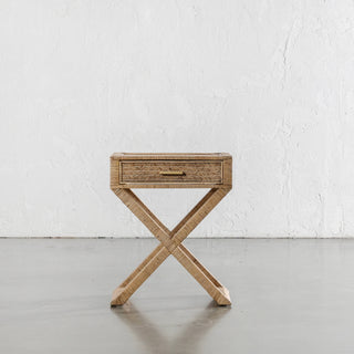 SAN AUGUSTINE RATTAN HERRING WEAVE  |  CROSS LEG BEDSIDE  |  NATURAL RATTAN
