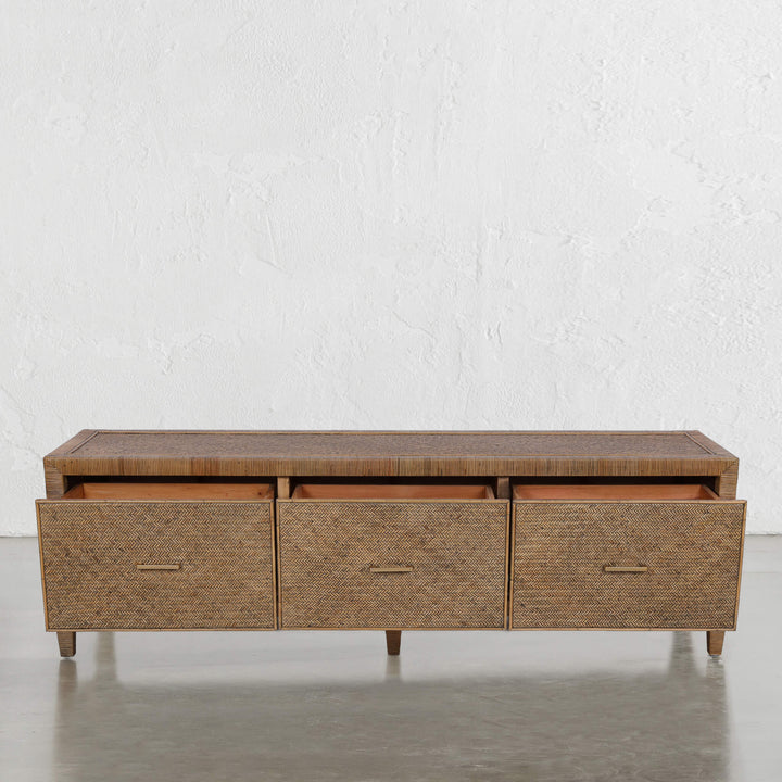 SAN AUGUSTINE RATTAN HERRING WEAVE  |  ENTERTAINMENT UNIT  |  NATURAL RATTAN
