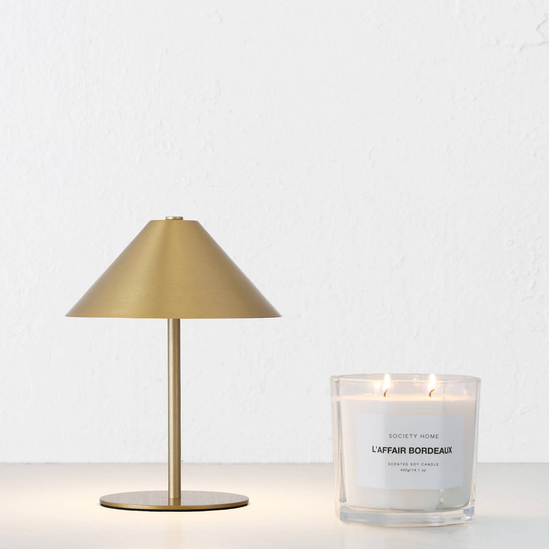 SAN CARLO LED RECHARGEABLE INDOOR/OUTDOOR LAMP  |  21CM  |  ANTIQUE BRASS