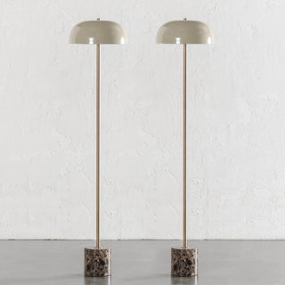 SAN LOURENCA MARBLE FLOOR LAMP BUNDLE X2  |  150CM  |  TAUPE SHADE + MOCHA MARBLE