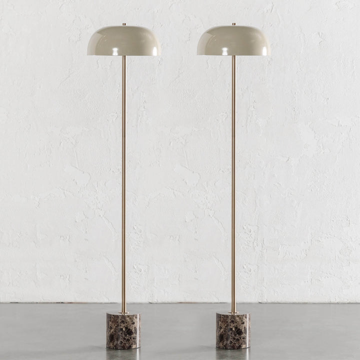 SAN LOURENCA MARBLE FLOOR LAMP BUNDLE X2  |  150CM  |  TAUPE SHADE + MOCHA MARBLE
