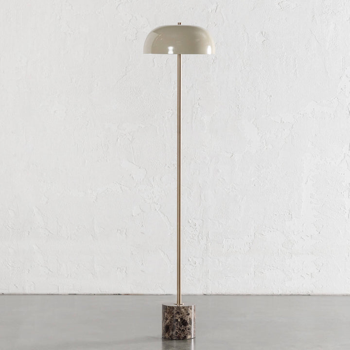 SAN LOURENCA MARBLE FLOOR LAMP  |  150CM  |  TAUPE SHADE + MOCHA MARBLE