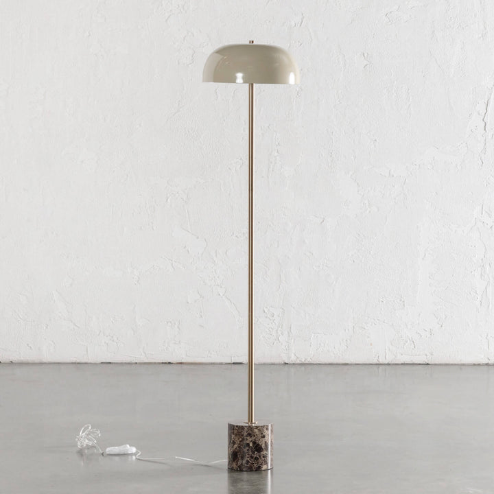 SAN LOURENCA MARBLE FLOOR LAMP  |  150CM  |  TAUPE SHADE + MOCHA MARBLE