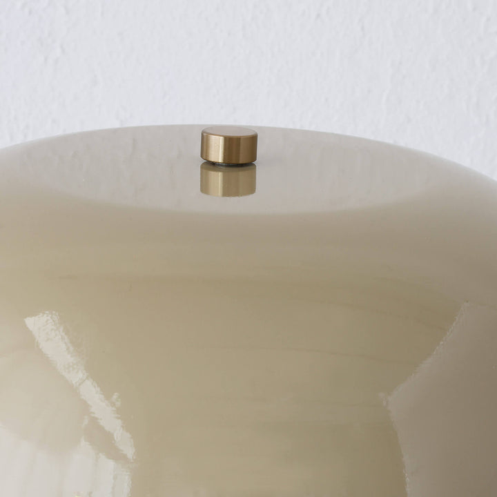 SAN LOURENCA MARBLE TABLE LAMP  |  TAUPE SHADE + MOCHA MARBLE