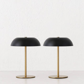 SAO MARTINHO DOME LED RECHARGEABLE INDOOR/OUTDOOR LAMP BUNDLE X2  |  21CM  |  MATTE BLACK + ANTIQUE BRASS