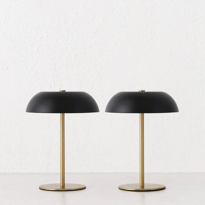 SAO MARTINHO DOME LED RECHARGEABLE INDOOR/OUTDOOR LAMP BUNDLE X2  |  21CM  |  MATTE BLACK + ANTIQUE BRASS