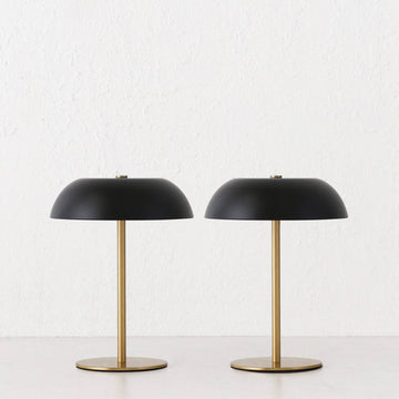 SAO MARTINHO DOME LED RECHARGEABLE INDOOR/OUTDOOR LAMP BUNDLE X2  |  21CM  |  MATTE BLACK + ANTIQUE BRASS