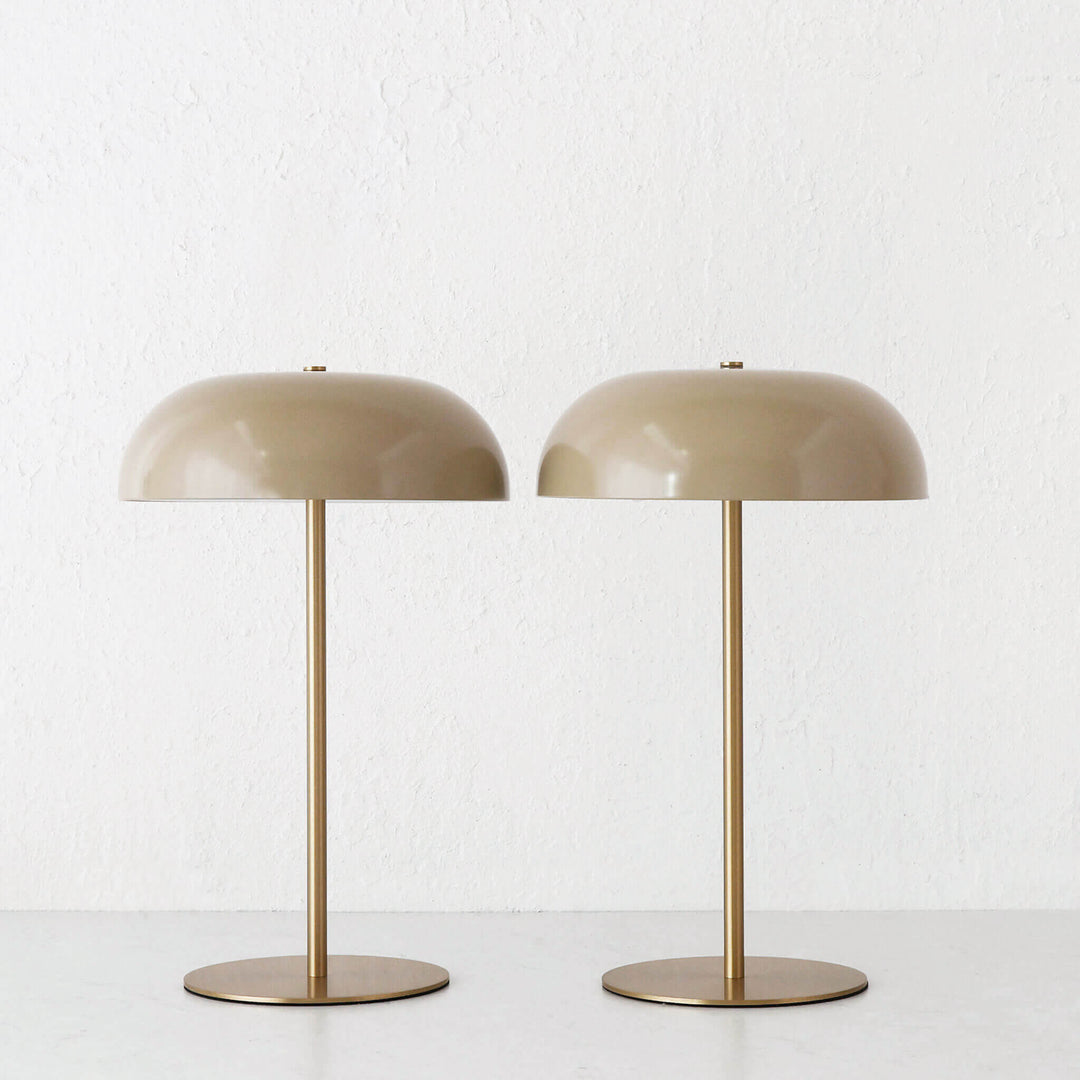 SAO MARTINHO DOME LED RECHARGEABLE INDOOR/OUTDOOR LAMP BUNDLE X2  |  35CM  |  TAUPE + ANTIQUE BRASS
