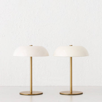 SAO MARTINHO DOME LED RECHARGEABLE LAMP BUNDLE X2  |  21CM  |  OFF WHITE + ANTIQUE BRASS