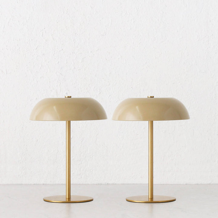 SAO MARTINHO DOME LED RECHARGEABLE LAMP BUNDLE X2 | 21CM | TAUPE + ANTIQUE BRASS